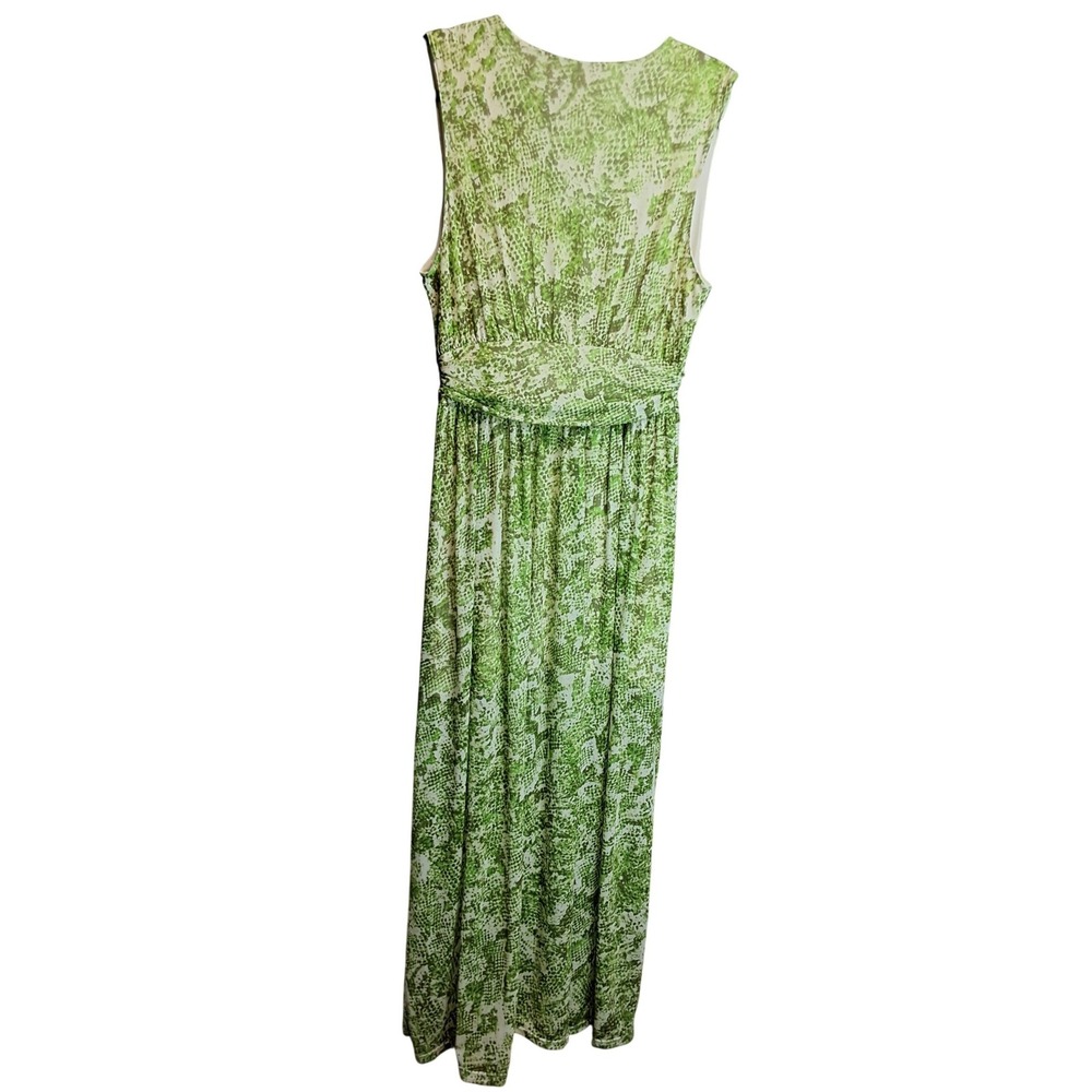 Steve Madden Womens Green Snakeskin Print V-Neck Maxi Dress Large L - Picture 3 of 6